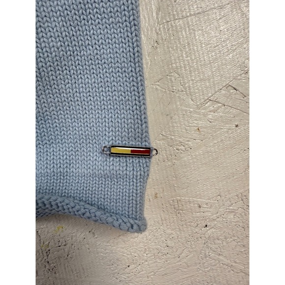 Tommy‎ Hilfiger Women's Light Blue Cotton Mock Neck Pocket Sweater Large - Picture 6 of 8